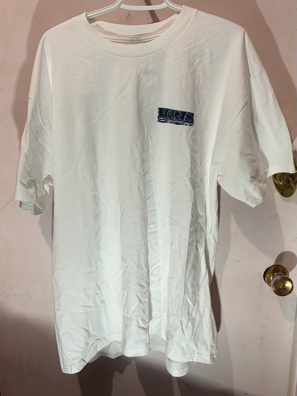 Vans White Short Sleeve Tee with Navy Chest Graphic